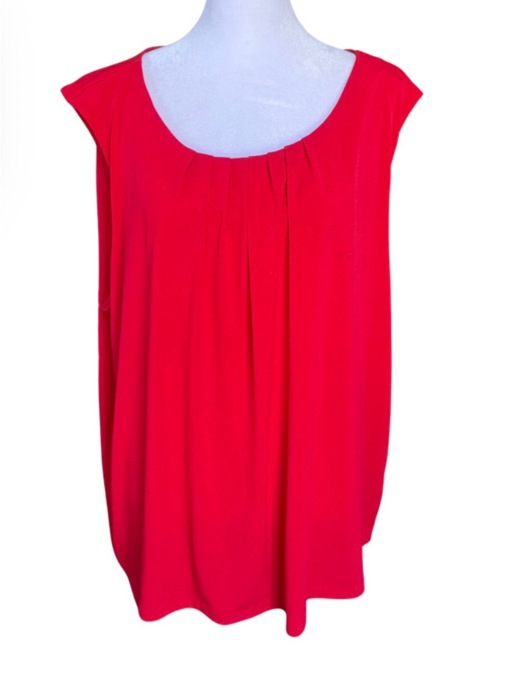 Calvin Klein Red Sleeveless Pleated Top